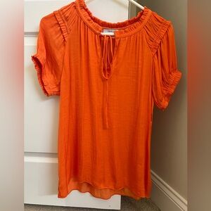 Naked Zebra Large Orange Puff Satin Top
